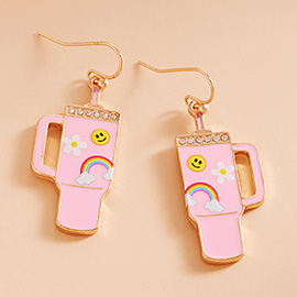 Enamel Rainbow Smile Tumbler Dangle Earrings