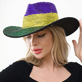 Bling Studded Mardi Gras Western Cowboy Hat