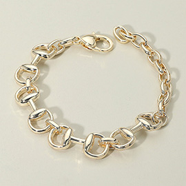 14K Gold Plated Horsebit Link Chain Bracelet