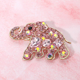 Jeweled Elephant Pin Brooch