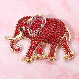 Rhinestone Embellished Elephant Pin Brooch