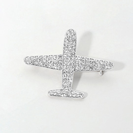 Rhinestone Embellished Airplane Pin Brooch