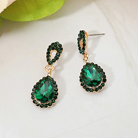 Iridescent Teardrop Crystal Dangle Earrings