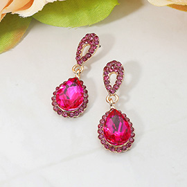 Iridescent Teardrop Crystal Dangle Earrings