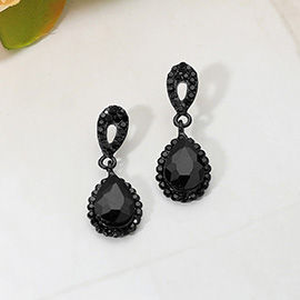 Iridescent Teardrop Crystal Dangle Earrings