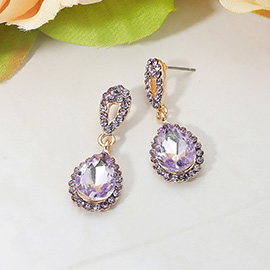Iridescent Teardrop Crystal Dangle Earrings