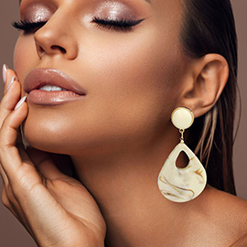 Bold Resin Teardrop Cutout Dangle Earrings