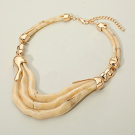 Bold Abstract Wave Resin Accent Statement Necklace