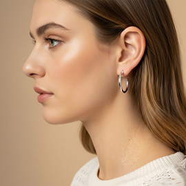 White Gold Dipped Classic Hoop Earrings