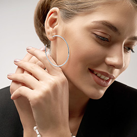 White Gold Dipped Classic Hoop Earrings