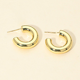 14K Gold Dipped Small Chunky Open Hoop Earrings