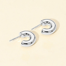 White Gold Dipped Mini Chunky Open Hoop Earrings