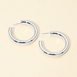 White Gold Dipped Chunky Open Hoop Earrings