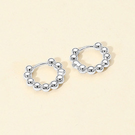 White Gold Dipped Beaded Hoop Earrings