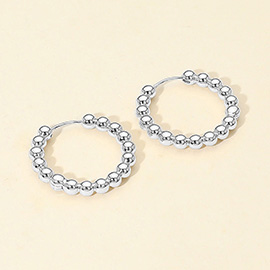 White Gold Dipped Beaded Hoop Earrings