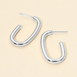 White Gold Dipped Oval Hoop Earrings