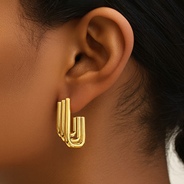 14K Gold Dipped Geometric Hoop Earrings