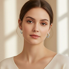 White Gold Dipped Classic Pin Catch Hoop Earrings