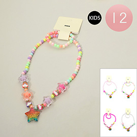 12 SET OF 2 - Kids Star Charm Beaded Jewelry Set
