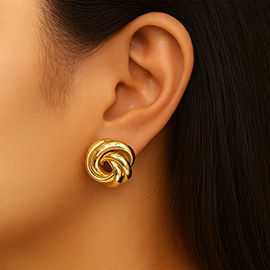 14K Gold Dipped Love Knot Stud Earrings