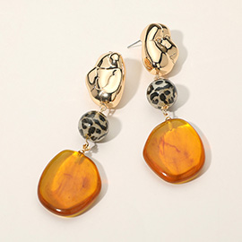 Artistic Statement Dangle Design Abstract Stone Drop Earrings