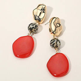 Artistic Statement Dangle Design Abstract Stone Drop Earrings