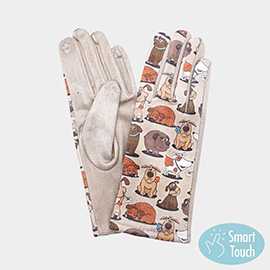 Dog Pattern Printed Smart Touch Gloves