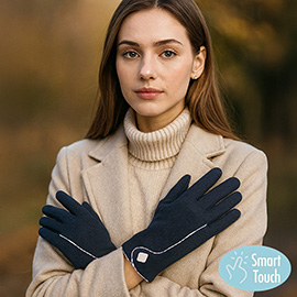 Contrast Stitch Accent Smart Touch Gloves