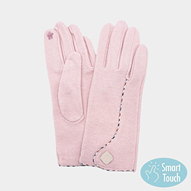 Contrast Stitch Accent Smart Touch Gloves