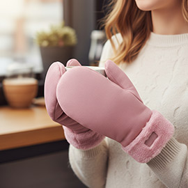 Faux Fur Cuff Fleece Lined Mittens