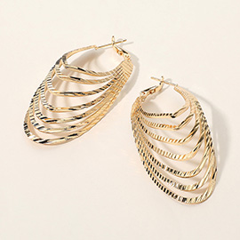 Textured Layered Metal Statement Earrings