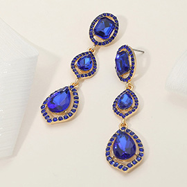 Teardrop Stone Pointed Dropdown Dangle Evening Earrings