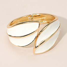 Abstract Enamel Leaf Statement Bangle Bracelet