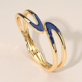 Sleek Open Design Modern Enamel Hinged Bangle Bracelet