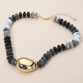 Chunky Pebble Resin Beaded Statement Necklace