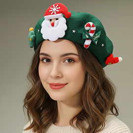 Christmas Decoration Fuzzy Beret Hat