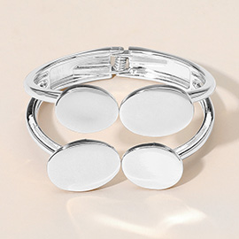 Sleek Geometric Modern Oval Metal Hinged Bangle Bracelet