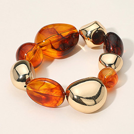 Chunky Resin Metal Beaded Stretch Bracelet