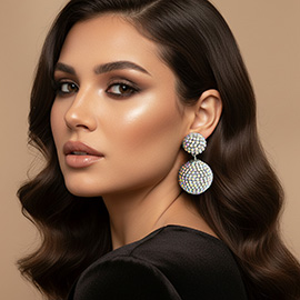 Double Rhinestone Ball Dangle Evening Earrings