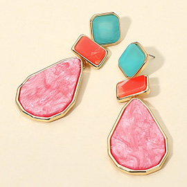 Geometric Resin Plate Link Drop Earrings
