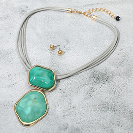 Bold Abstract Double Resin Link Pendant Statement Necklace