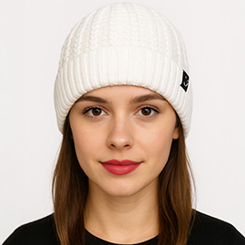 Fleece-Lined Ribbed Knit Winter Beanie Hat
