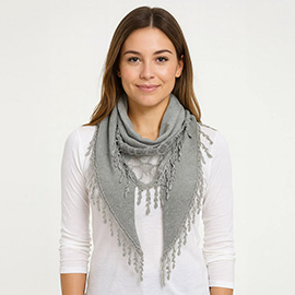 Fringe Detail Triangle Lace Scarf