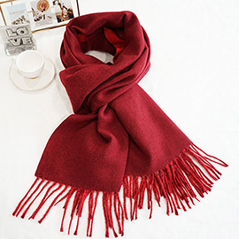 Two-Tone Cashmere Feel Fringe Edge Scarf