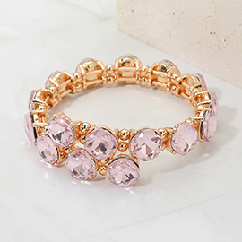 Square Stone Cluster Link Adjustable Evening Bracelet