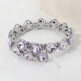 Square Stone Cluster Link Adjustable Evening Bracelet