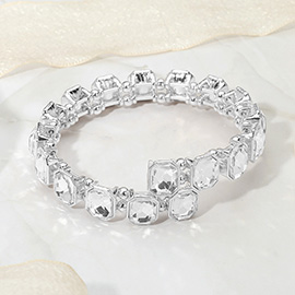 Rectangle Stone Cluster Link Adjustable Evening Bracelet