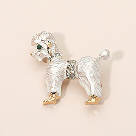 Gold Dipped Enamel Poodle Dog Pin Brooch