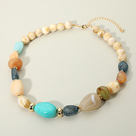 18K Gold Dipped Chunky Beaded Statement Necklae