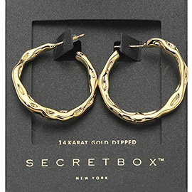 SECRET BOX_14K Gold Dipped Textured Hoop Earrings